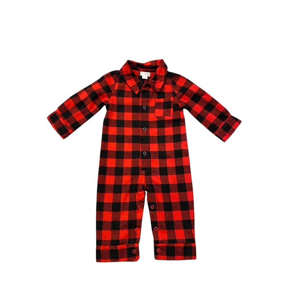 Mud Pie Baby Boy Plaid Holiday Christmas Romper - Size 6-9 months - Like New!